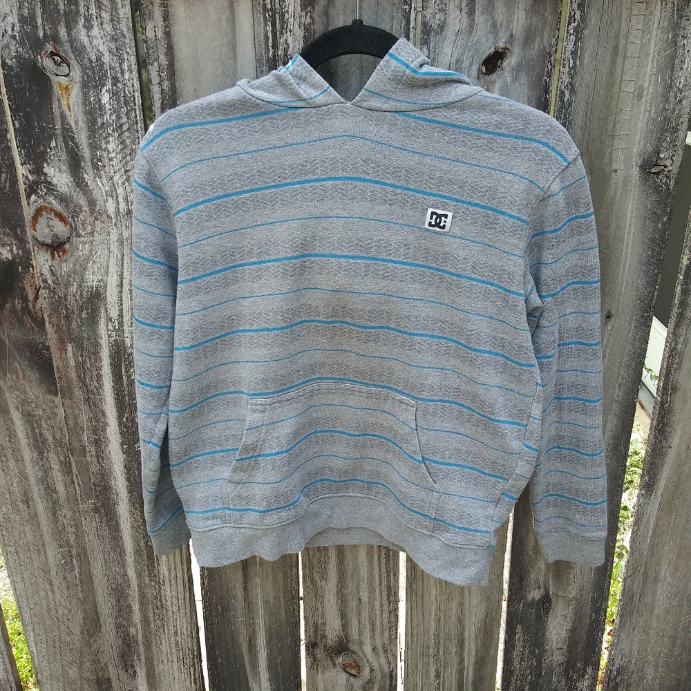 ❤DC Comic Grey Stripped Pullover Hoodie Size M
